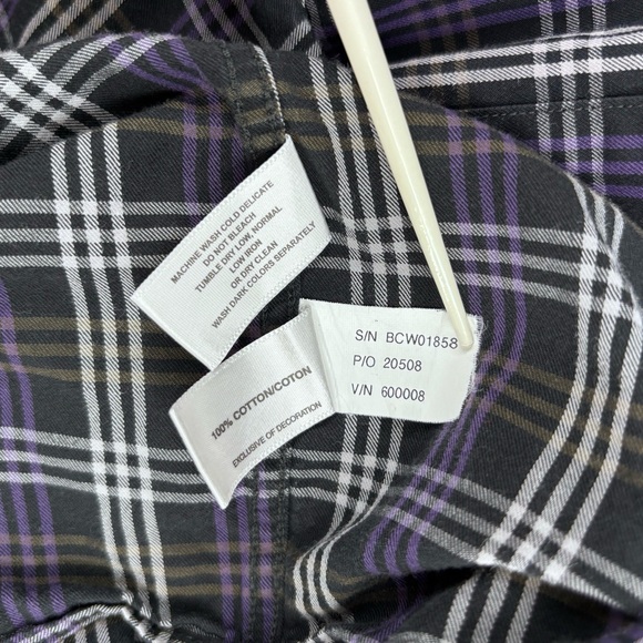 Cutter & Buck Purple Black Plaid Long Sleeve Button Up Shirt Men’s Big 5X - Picture 6 of 10